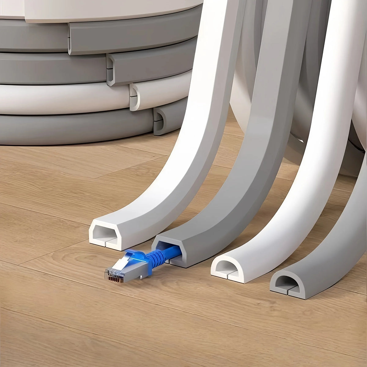 cache câbles adhésifs pvc blanc gris moderne decoration fil électrique 3m 5m rond lisse