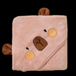 serviette bain bébé motif animaux ours éléphant chat doux décoration rose beige gris