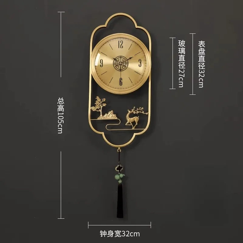 horloge murale or animale paysagiste classique chiffres arabes pendule salon étude chambre