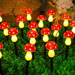 lampe solaire champignon rouge points blancs corps jaune transparent extérieur décoration enfantine modes éclairage