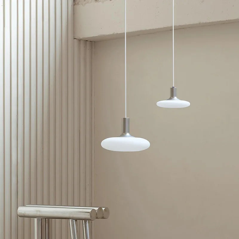 suspension lumineuse moderne blanc pendentif verre opaque câble électrique interrupteur universel chambre salon