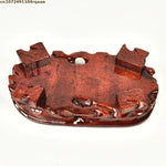 support bois rouge artisanal gravures décoratives traditionnel vase théière figurine bonsaï decoration maison