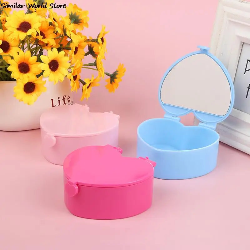 boîte bijoux coeur rose rangement miroir double moderne fille étudiante chambre