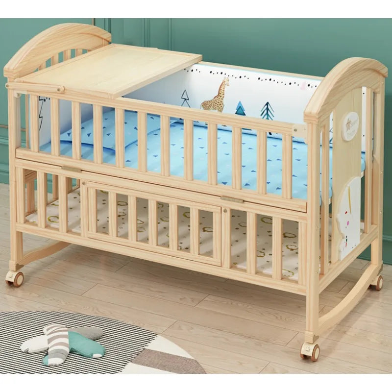 lit bébé multifonctionnel hauteur réglable filet moustiquaire table langer moderne