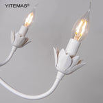 lustre classique blanc 51cm 46cm fleur lotus chaîne ajustable ampoules E14 autonome
