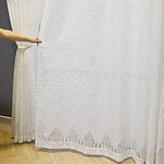 rideau blanc tulle translucide feuilles découpées moderne salon chambre décoration fenêtre anneaux classique