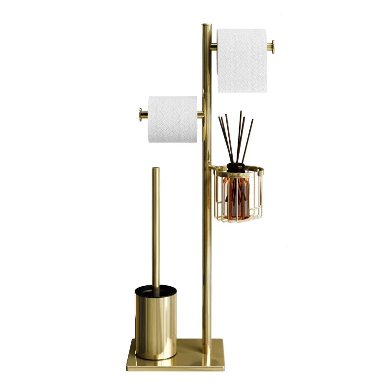 support papier toilette moderne brosse wc intégrée or argent noir