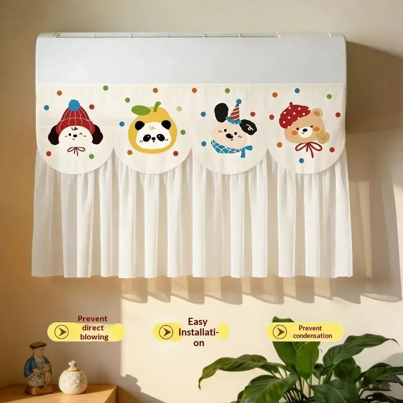 rideau protection climatiseur tissu écologique adhésif motifs animaux mignons couleurs vives plissé sans perçage