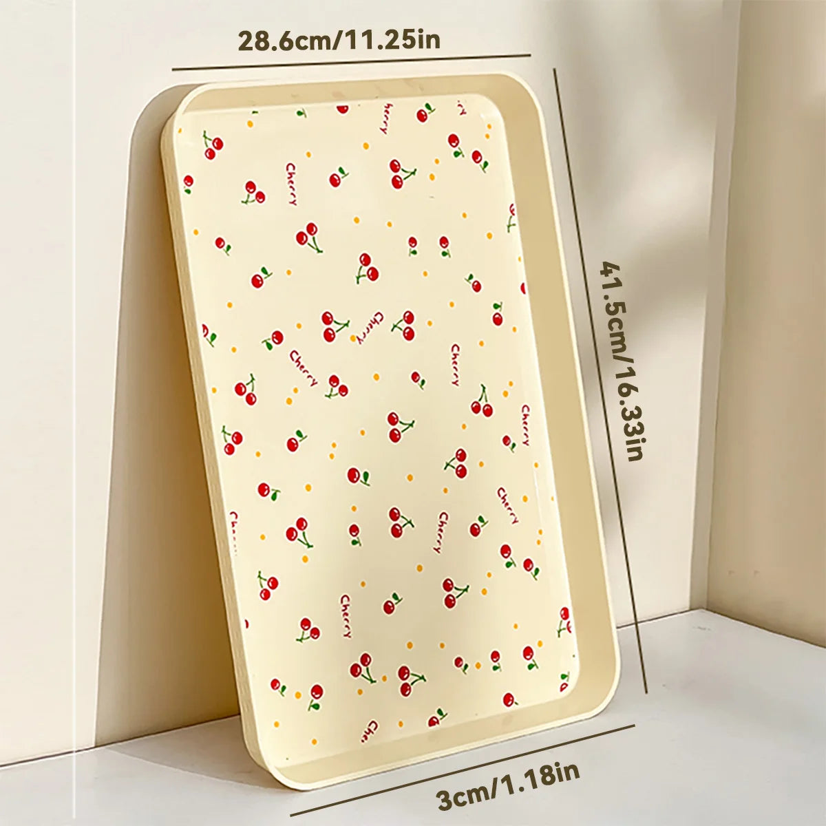 assiettes plates moderne motif cerises lettres cherry beige clair rangement bijoux parfum organisateur cuisine
