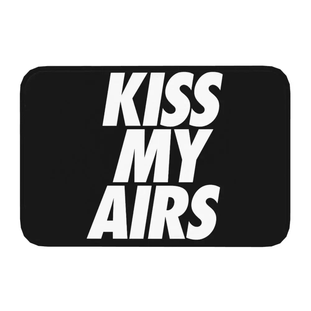 tapis moderne géométrique lettres kiss my airs motifs floraux noir blanc chambre salon