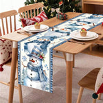 tableau table noël bonhomme neige flocons motifs traditionnels bleu blanc rose rouge vert