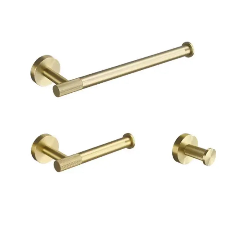 accessoires salle bain doré laiton brossé moderne porte serviettes double grille fixations