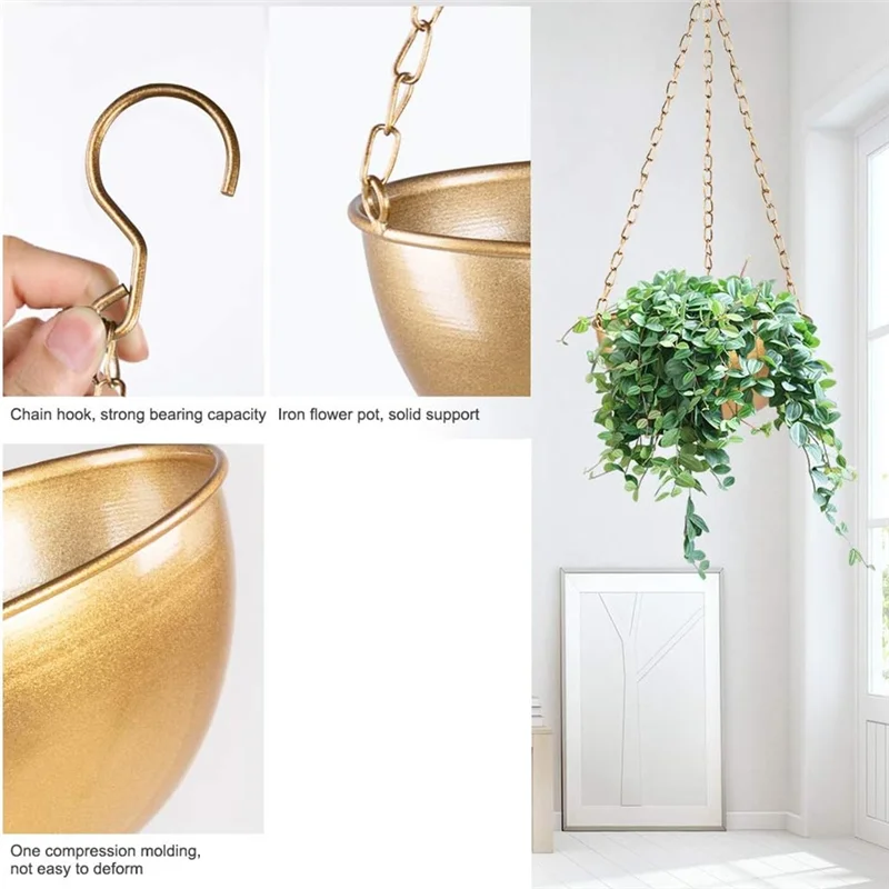 Décoration intérieure avec jardinière suspendue dorée