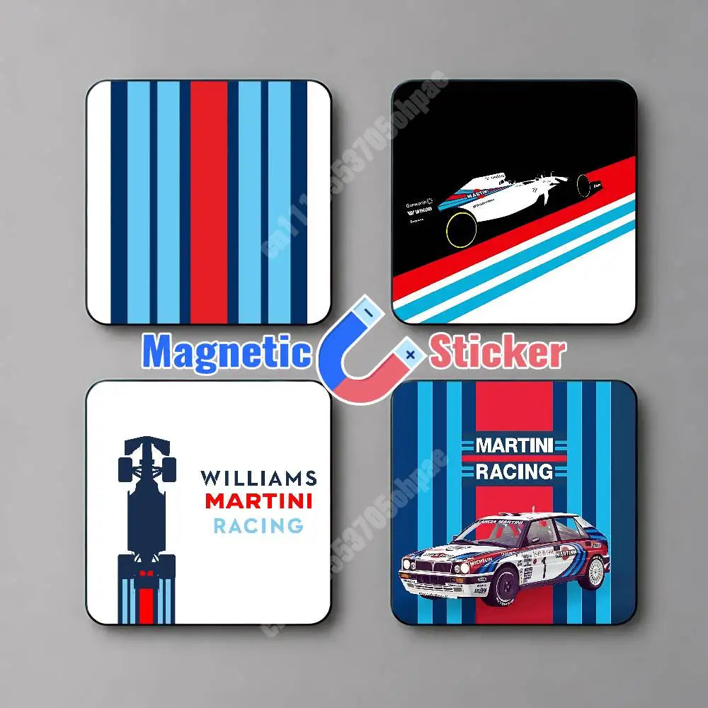 coasters aimants réutilisables rayures racing bleu rouge blanc Williams Martini