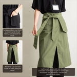 tablier coton uni minimaliste poche ceinture nouable noir vert olive utilitaire cuisine