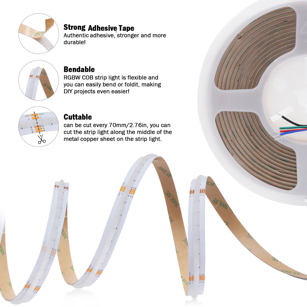 Ruban led flexible rgbw rgbww 24v 784 leds adhésif moderne salon