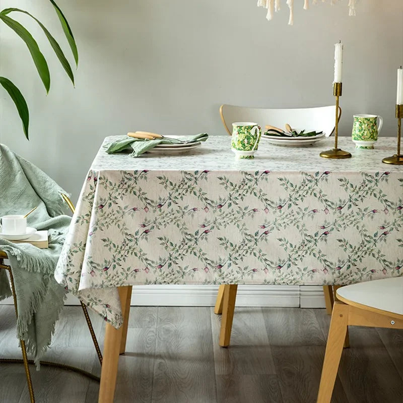 nappe fleurie imperméable résistante l'huile beige vert rose maison extérieur fête
