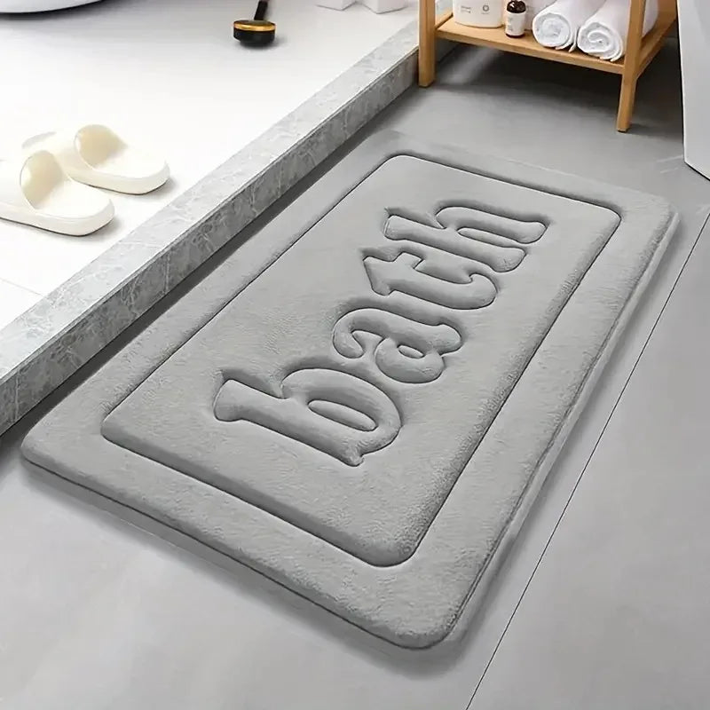 tapis bain gris bleu marine relief bath moderne doux moelleux salle bain