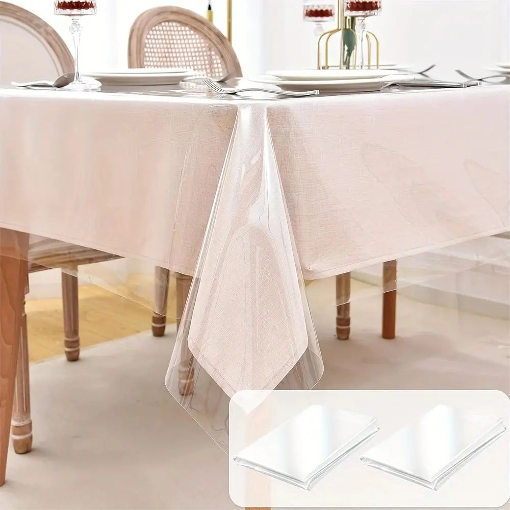 nappe table transparente pvc beige rayures verticales résistante l'eau 140x280cm moderne