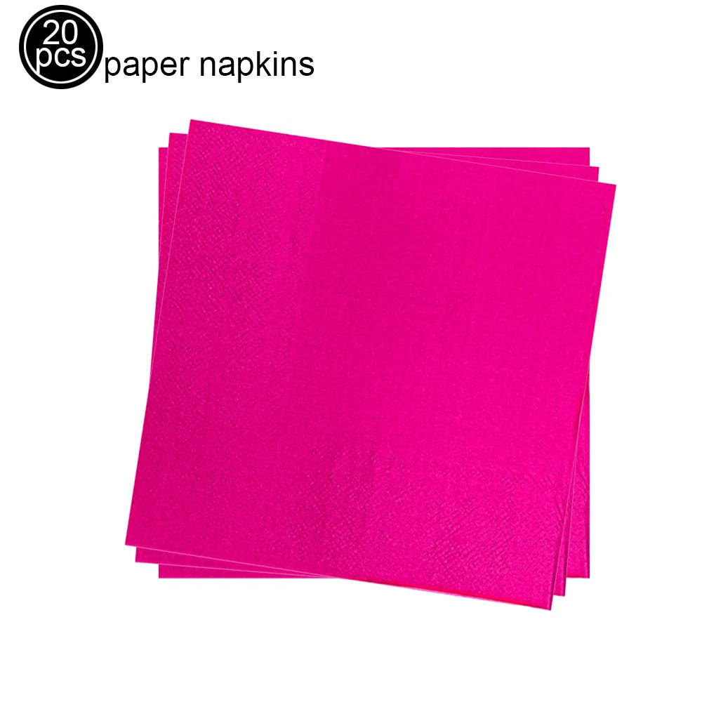 serviettes papier colorées anniversaire enfants fêtes simple bleu rose rouge noir vert jaune violet