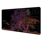 tapis jeu carte magique zone samouraï noir violet illustration florale animale fantastique graphique