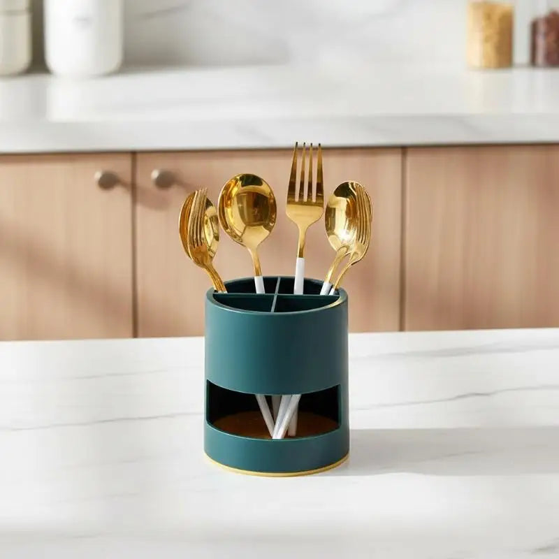 rangements cylindrique compartiments moderne stylos ciseaux maquillage baguettes fourchette transparent partial minimaliste blanc vert