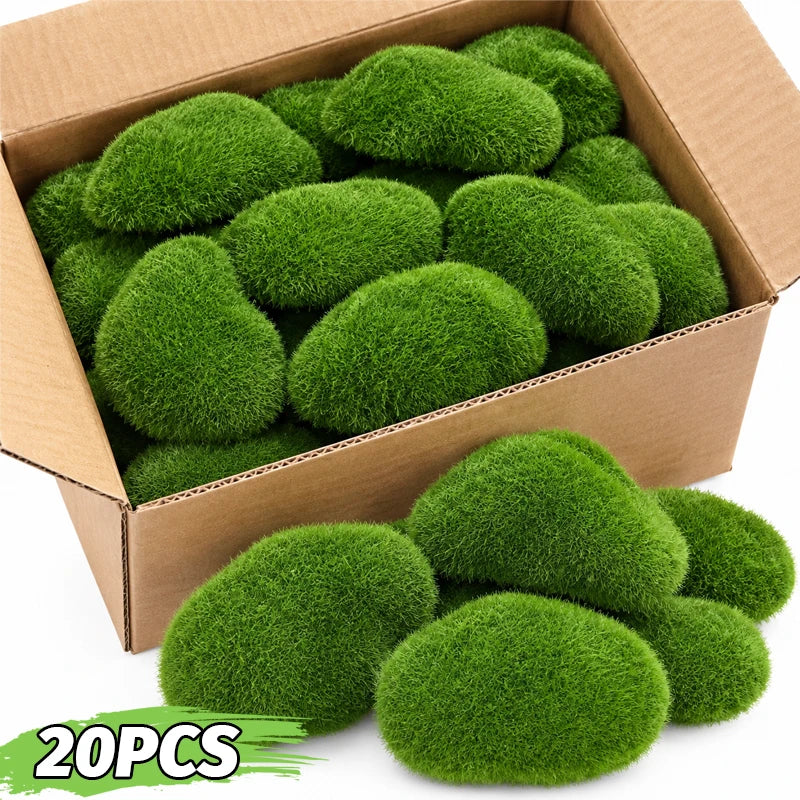 pierres artificielles mousse vert herbe naturelle extérieur jardin decoration pieces 50