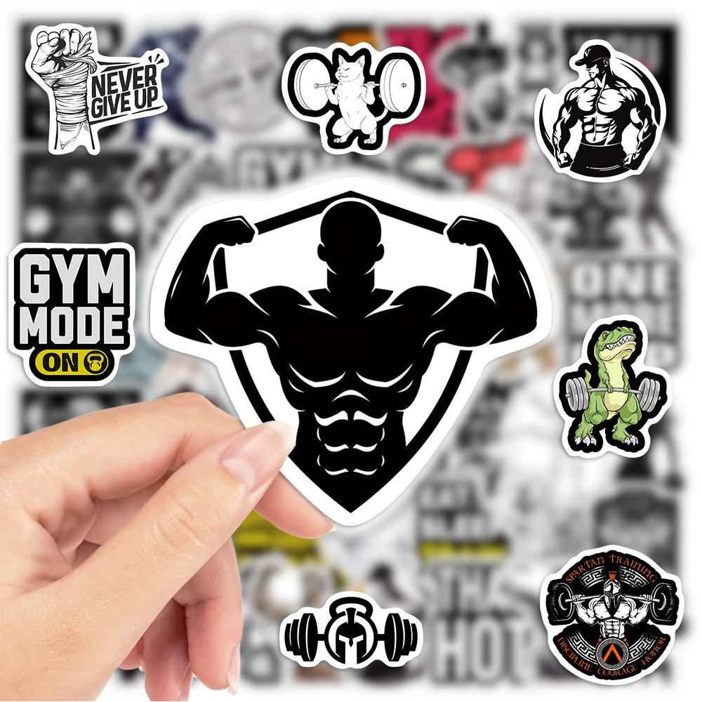 stickers graphiques adhésifs waterproof noir blanc textes animaux fitness agenda journal portable téléphone bouteille