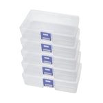 boîtes rangement transparentes bleu clair empilables pinceaux poignées modernes utilisation multiple petits objets