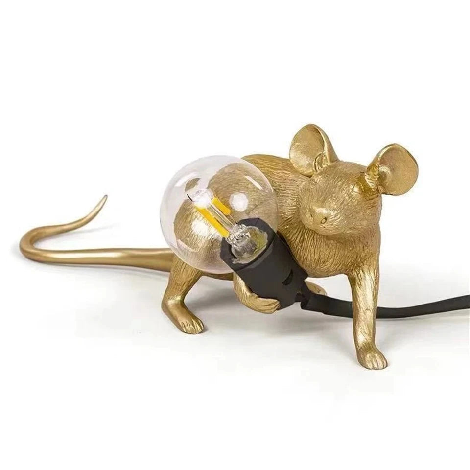 lampe souris forme animal blanc doré moderne minimaliste sans ombre interrupteur bouton