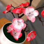 plantes artificielles branche fleurs rouge rose blanc simple feuilles pot blanc
