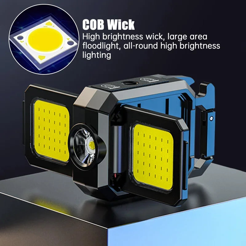 lampe torche led rechargeable clips aimant porte clés noir bleu jaune COB tactile type