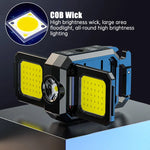lampe torche led rechargeable clips aimant porte clés noir bleu jaune COB tactile type