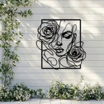 sculpture murale moderne silhouette femme rose métal noir abstraite opaque décoration intérieure minimaliste