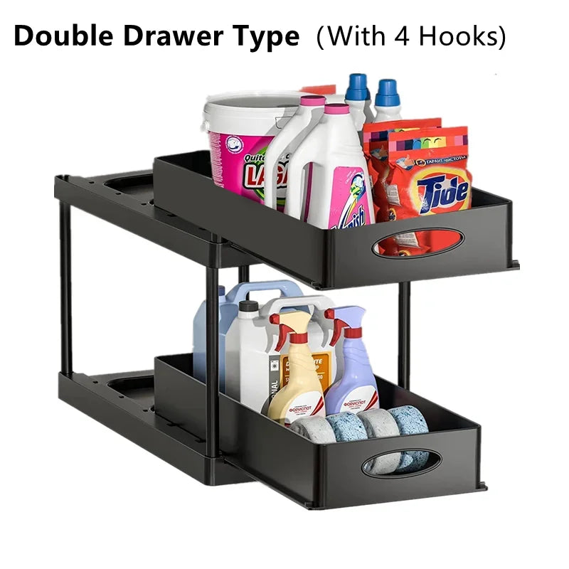 rangement sous évier noir moderne niveaux clips antislip pads tubes support