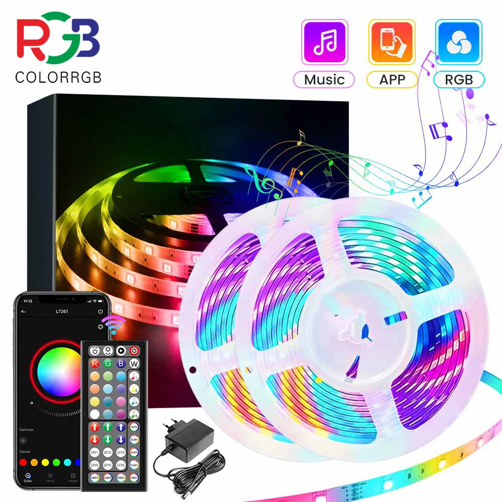 Bande LED RGB pour chambre avec télécommande et application mobile