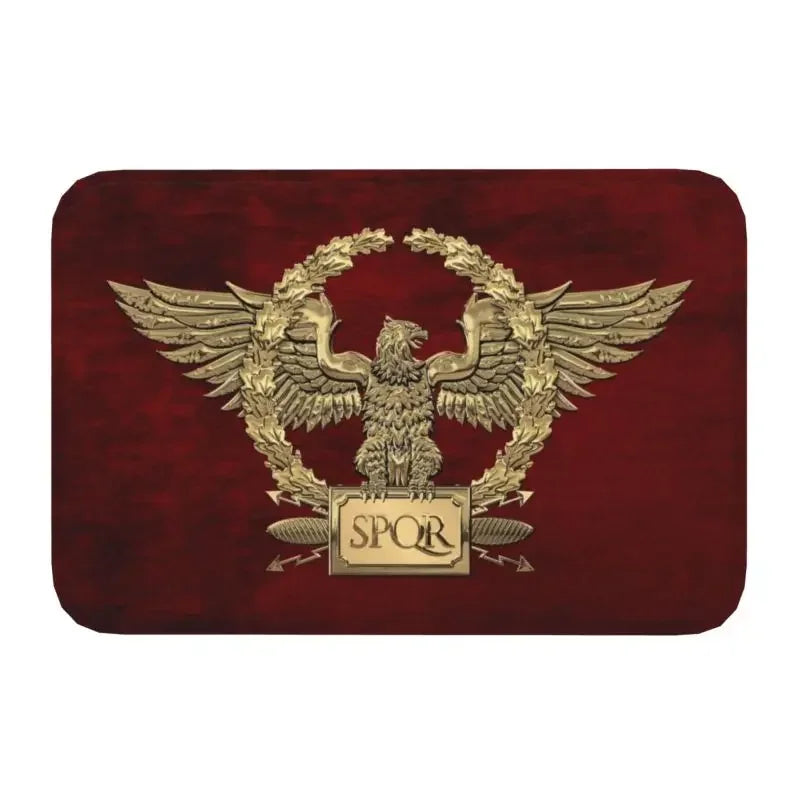 tapis rouge foncé aigle spqr antidérapant moderne classique bain chambre couloir sol