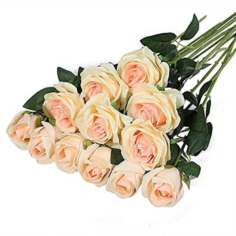 roses artificielles rouges decoration mariage anniversaire intérieur romantique branches soie verte