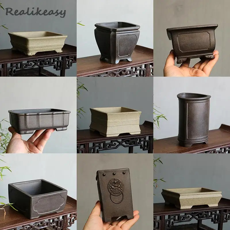 petit pot fleurs argile gris beige chinois artisanal maison
