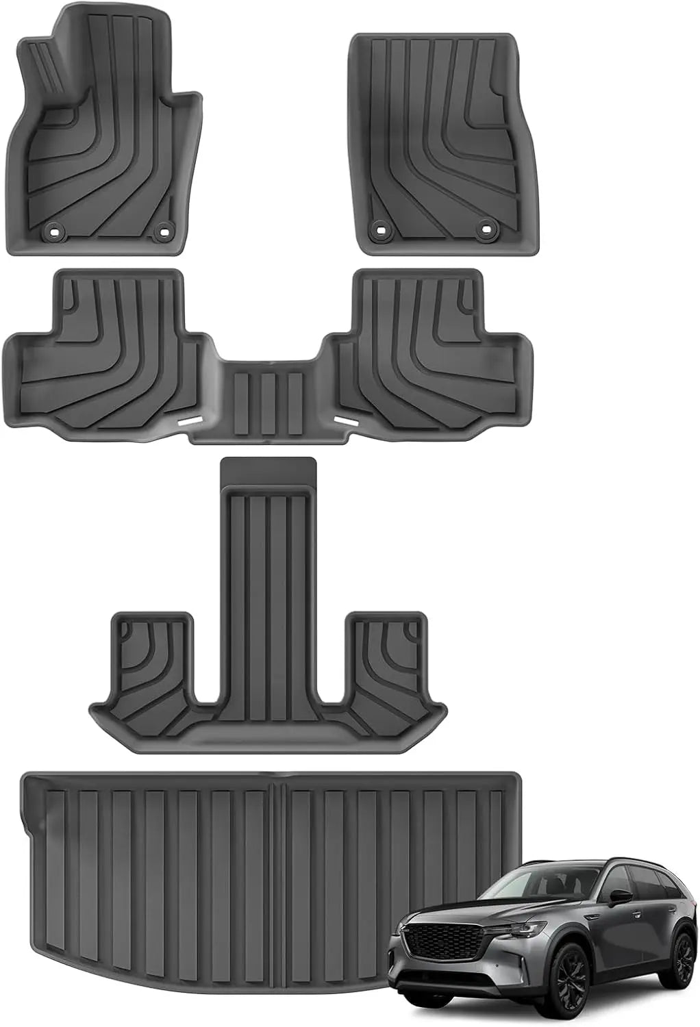 tapis sol voiture noir rayures horizontales antislip waterproof intérieur moderne