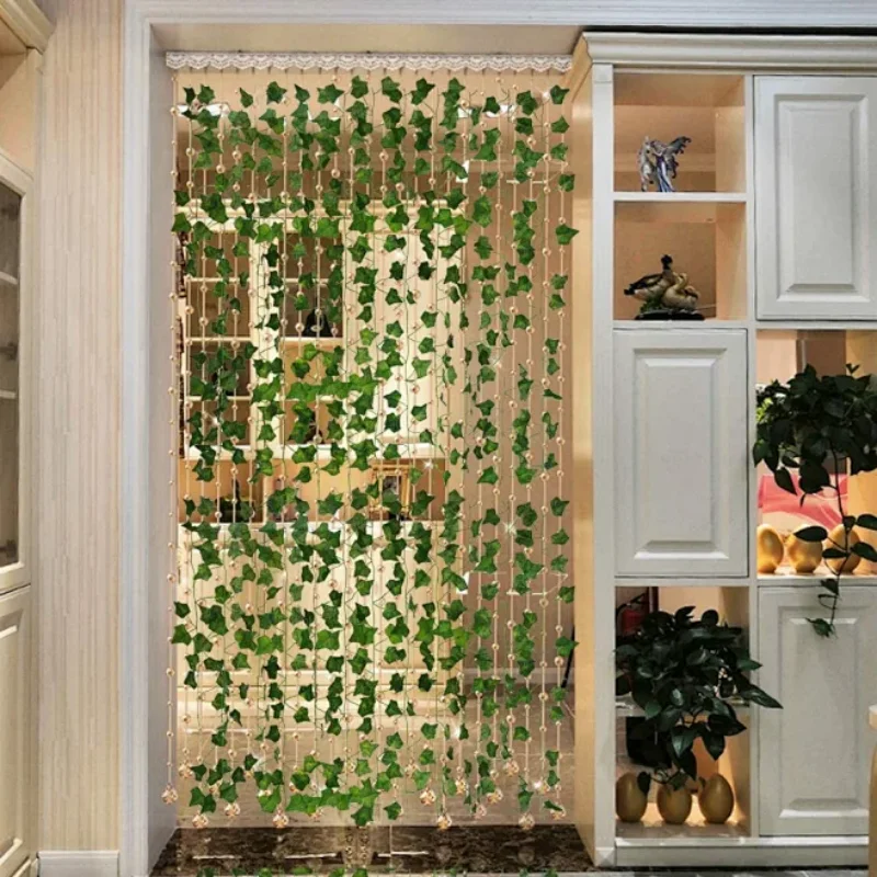 guirlande lumineuse artificielle feuilles vertes lumières led blanc decoration intérieure extérieure noël moderne