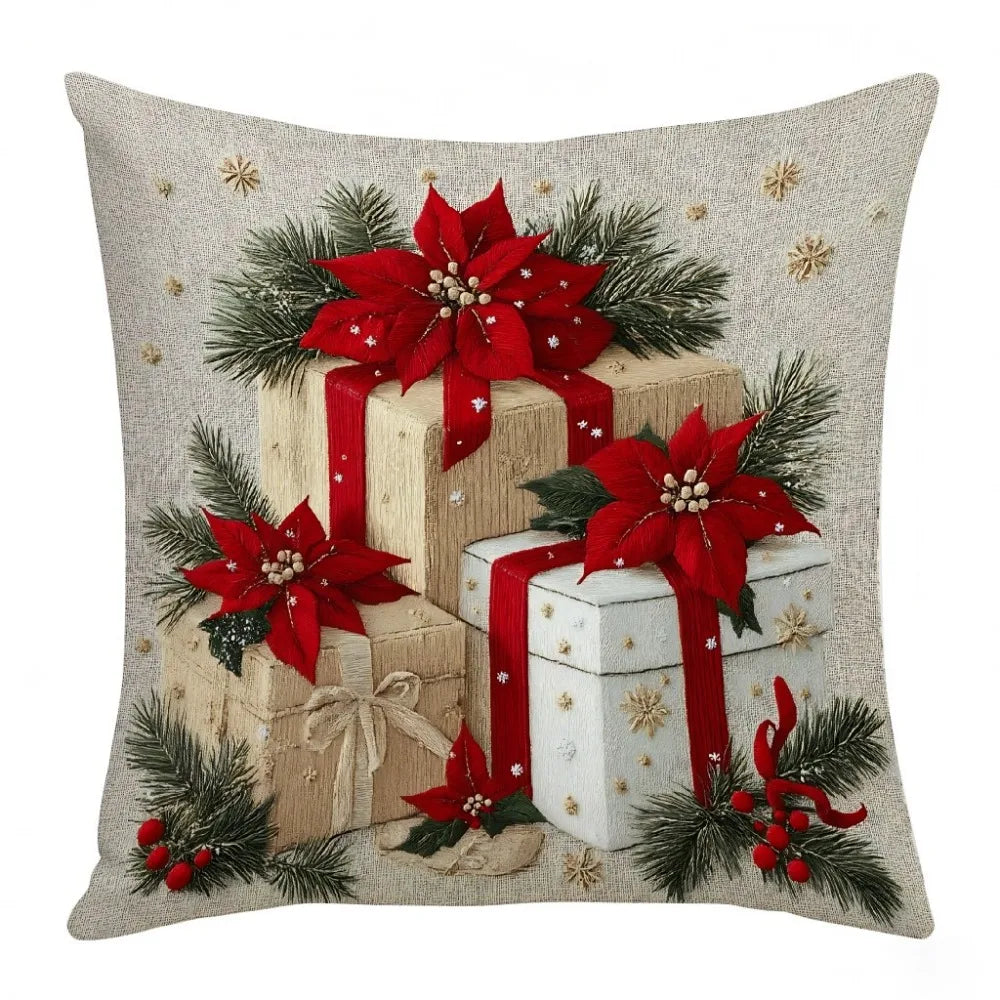 coussin décoratif noël carreaux rouge blanc flocon neige bonhomme neige guirlande sapin 45cm 45cm