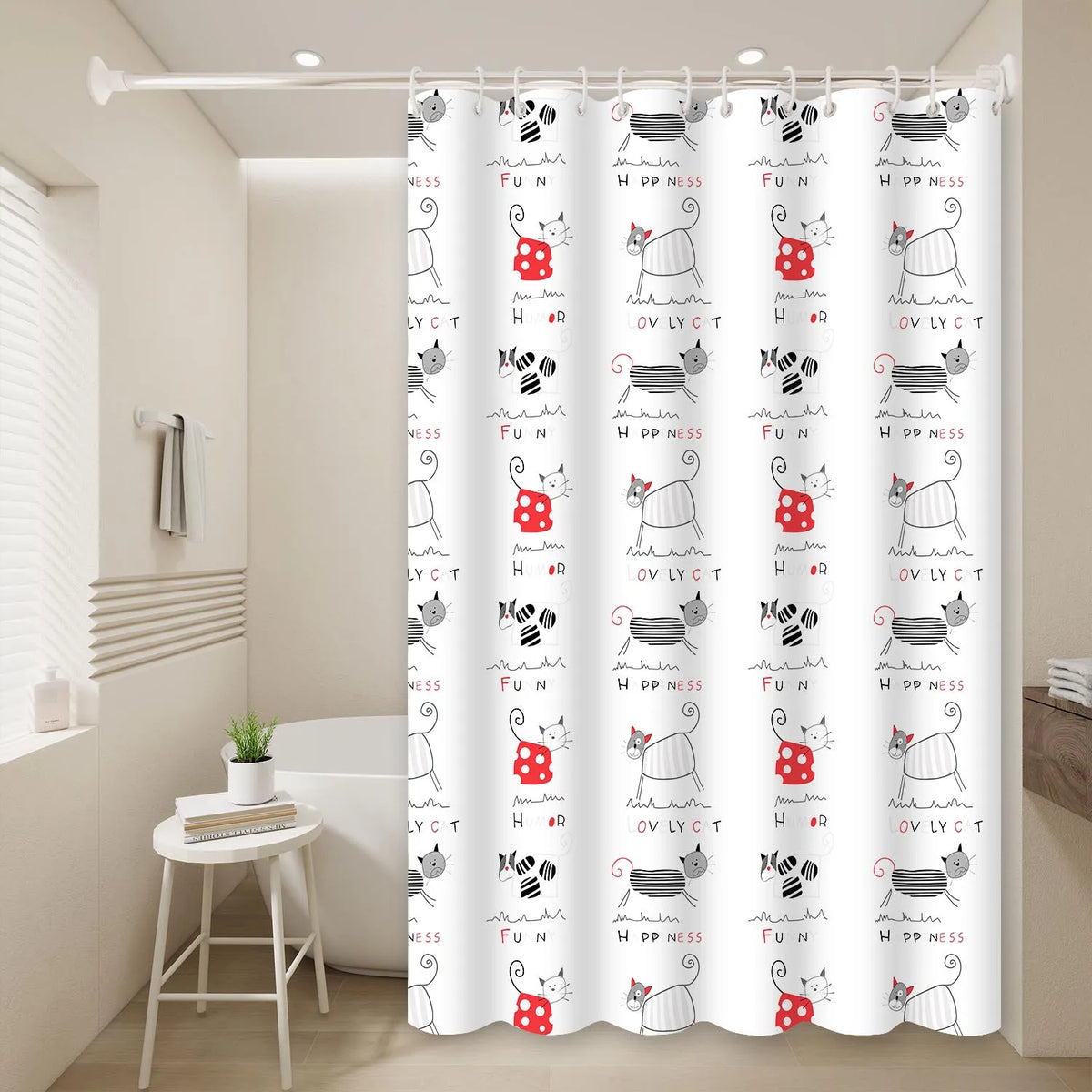 rideau douche enfant chatons mignons lettre happiness fun moderne opacité