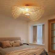 Lustre suspendu en bambou style japonais pour salle à manger - Luminaire créatif E27