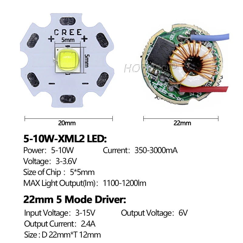 diodes led 20mm bleu clair jaune noir doré conducteurs pcb projecteur lampe torche phare