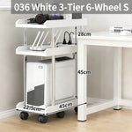 chariot mobile multifonctionnel roulettes blanc noir moderne organiser stockage tablettes cables charge