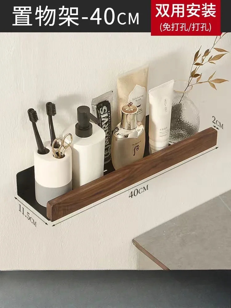 étagères salle bain modernes rustiques bois aluminium non perforées installer murales serviettes brosse dents