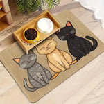 tapis antidérapant imperméable dessin animé chats couleurs variées toile jute cartoon assiettes alimentation chats