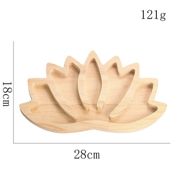 boîte rangement bois plateau lotus pierres cristaux décor maison spirituel zen ornement