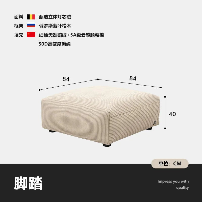 canapé modulable moderne beige clair rayures horizontales convertible cause cœur lit salon